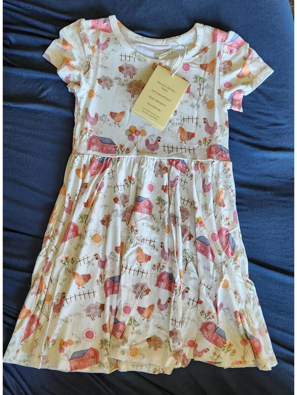 3t bamboo farm animal twirl dress